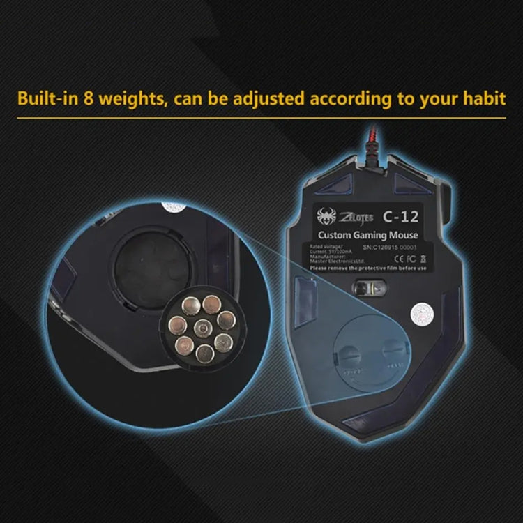 ZELOTES C12 12-buttons Ergonomic Programming Custom Gaming Wired Mouse(Black) - free shipping - PMC Jewellery - Order now!