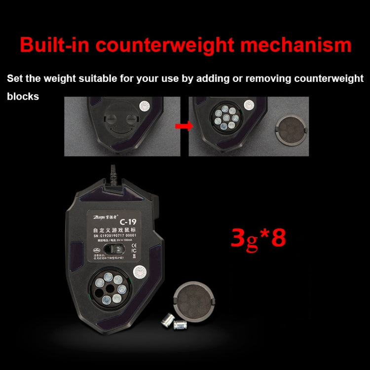 ZELOTES C19 12-Keys Ergonomic Programming Custom Wired Mouse(Black) - free shipping - PMC Jewellery - Order now!