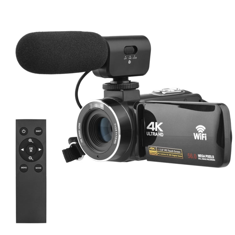 4K Digital Video Camera 3 Inch IPS Touch Screen 56MP 18X Digital Zoom WiFi Camcorder, Spec: Set 1 - Video Cameras by PMC Jewellery | Online Shopping South Africa | PMC Jewellery | Buy Now Pay Later Mobicred