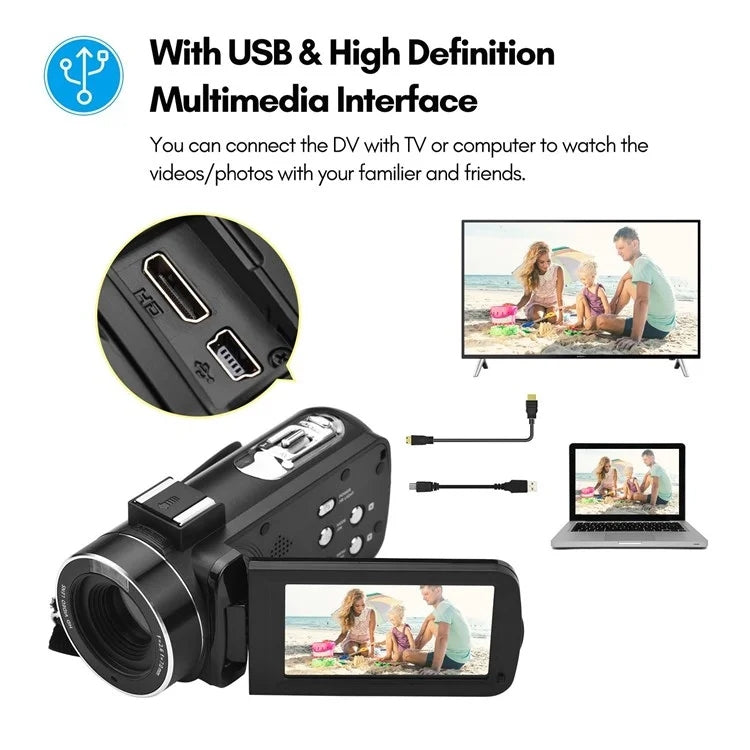 4K Digital Video Camera 3 Inch IPS Touch Screen 56MP 18X Digital Zoom WiFi Camcorder, Spec: Set 1 - Video Cameras by PMC Jewellery | Online Shopping South Africa | PMC Jewellery | Buy Now Pay Later Mobicred