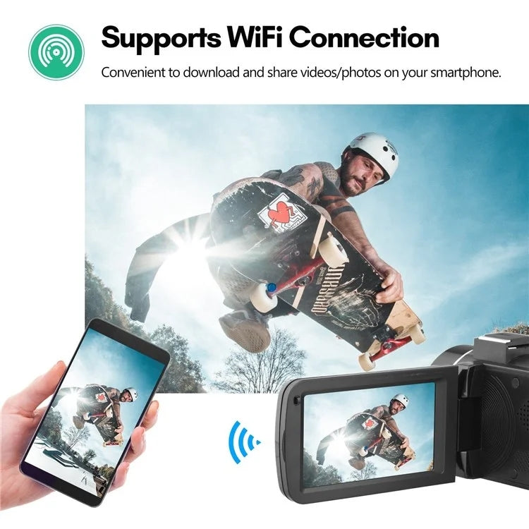 4K Digital Video Camera 3 Inch IPS Touch Screen 56MP 18X Digital Zoom WiFi Camcorder, Spec: Set 1