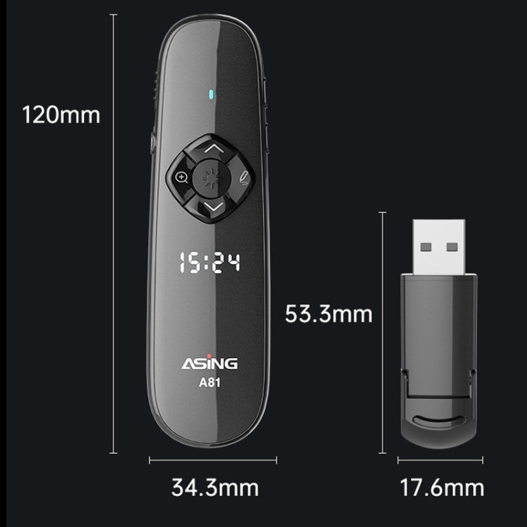 ASiNG A81 PPT Page Turning Clicker With Timing Function & 32G 3-in-1 USB Receiver, Color: Green Light - free shipping - PMC Jewellery - Order now!