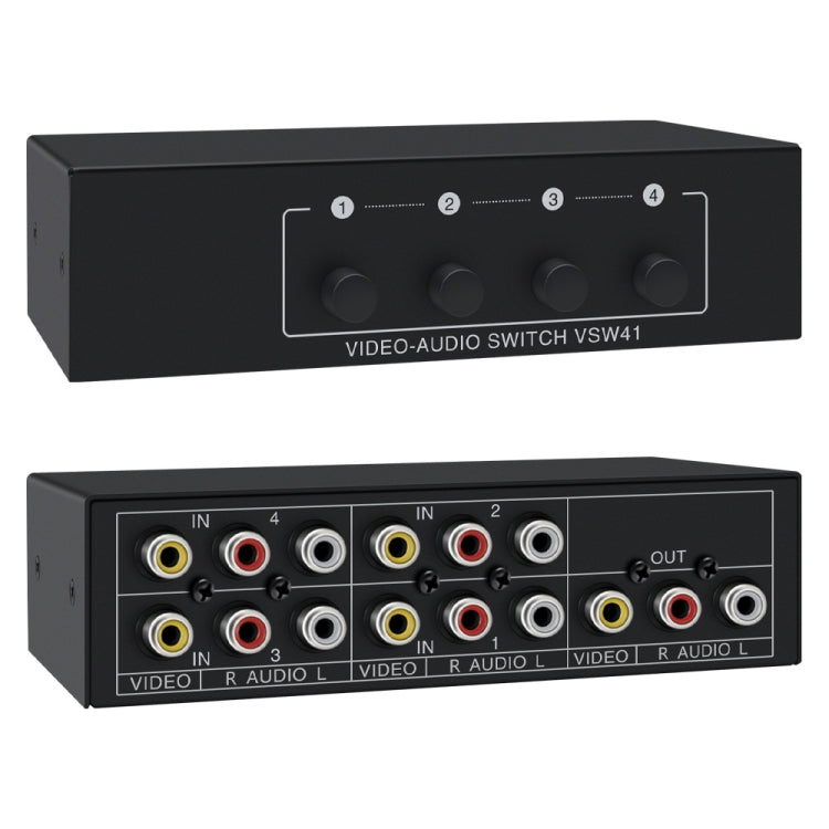 VSW41 AV 4-input 1-output RCA Lotus Interface Audio and Video Switcher - Splitter Adapter by PMC Jewellery | Online Shopping South Africa | PMC Jewellery | Buy Now Pay Later Mobicred