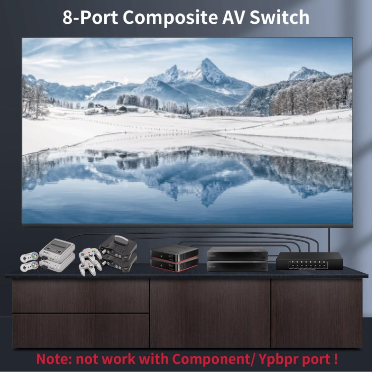 VSW81 AV 8 In 1 Out Audio and Video Switcher RCA Switch Splitter(Black) - Splitter Adapter by PMC Jewellery | Online Shopping South Africa | PMC Jewellery | Buy Now Pay Later Mobicred