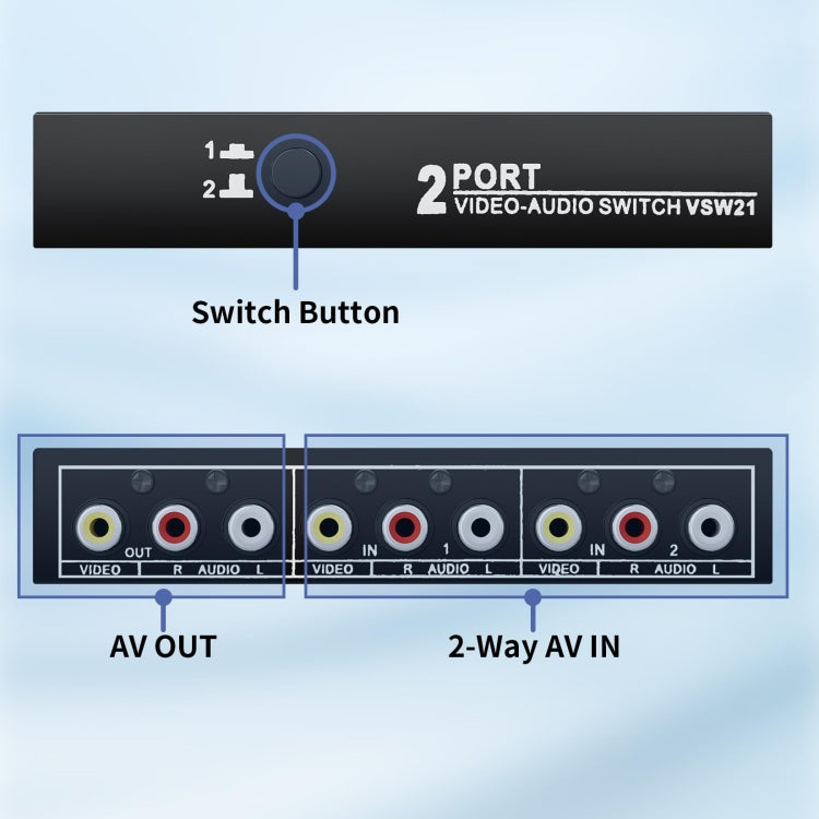 VSW21 AV 2 In 1 Out Audio Switcher RCA Audio Selector Box - free shipping - PMC Jewellery - Order now!