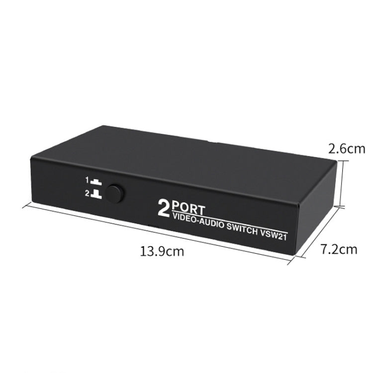 VSW21 AV 2 In 1 Out Audio Switcher RCA Audio Selector Box - free shipping - PMC Jewellery - Order now!