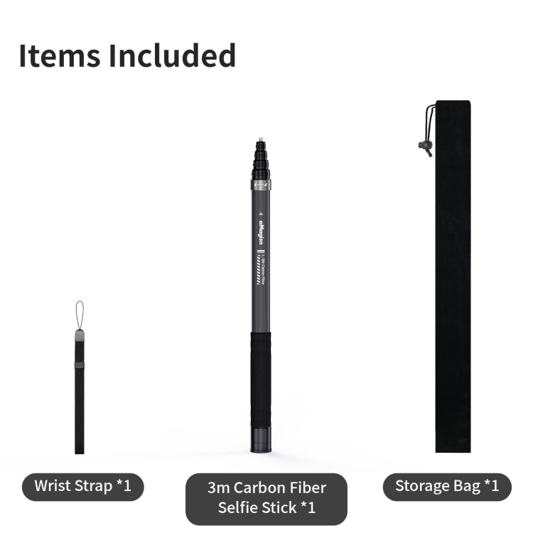 aMagisn 3m Carbon Fiber Invisible Selfie Stick Extension Rod For Action Camera - free shipping - PMC Jewellery - Order now!