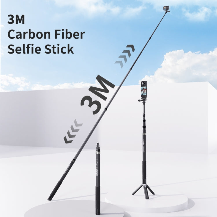 aMagisn 3m Carbon Fiber Invisible Selfie Stick Extension Rod For Action Camera - free shipping - PMC Jewellery - Order now!