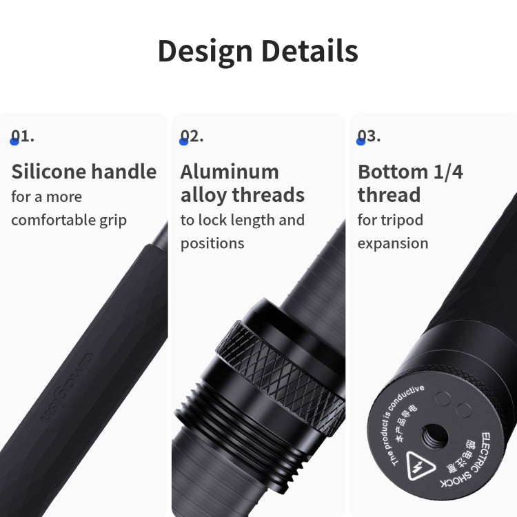 aMagisn 3m Carbon Fiber Invisible Selfie Stick Extension Rod For Action Camera - free shipping - PMC Jewellery - Order now!