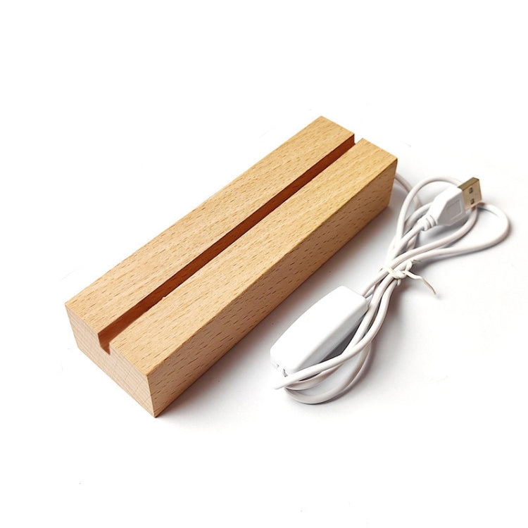 LED Light Solid Wood Luminous Base for Resin Art Acrylic Glass Lights Rectangular Slot 20cm(Warm Light)