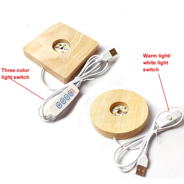 LED Light Solid Wood Luminous Base for Resin Art Acrylic Glass Lights Round 10x2cm(White Light) - free shipping - PMc TechLife - Order now!