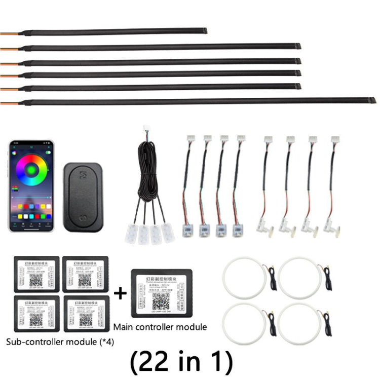 22 in 1 Car Hidden Acrylic LED Colorful Decorative Atmosphere Light Strip