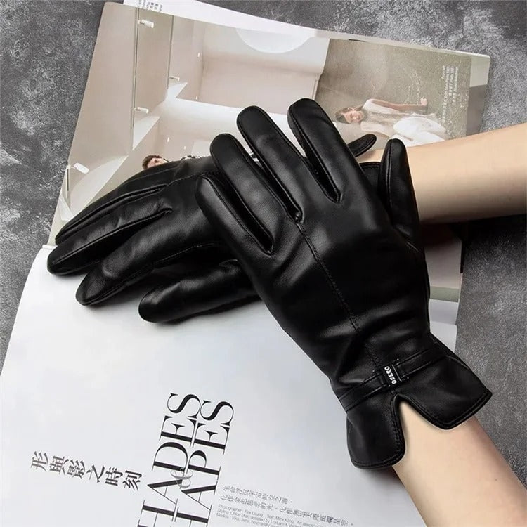 Women Sheepskin Wool Fleece Lined Windproof Warm Gloves Touchscreen Thick Snow Driving Gloves, Size: XL(Black) - Full Finger Gloves by PMC Jewellery | Online Shopping South Africa | PMC Jewellery | Buy Now Pay Later Mobicred