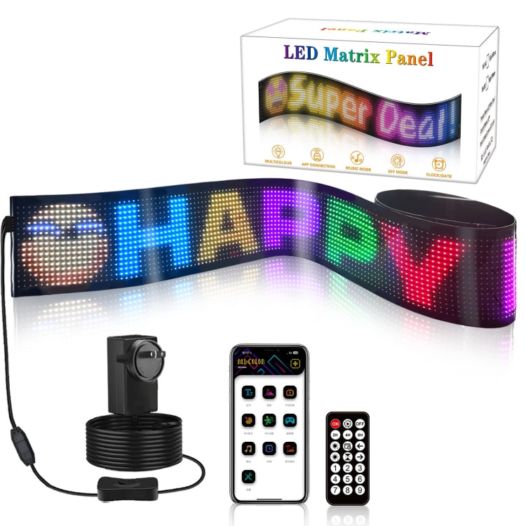 LED Flexible Screen Advertising Large Screen Supports APP Bluetooth Control 69.4 x 7.6 Inch US Plug