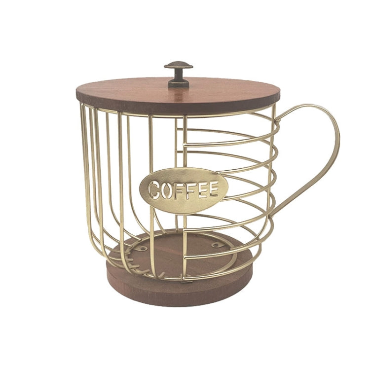 Coffee Companion Storage Rack Cup-Shaped Kitchen Storage Basket, Color: Gold with Words���Lid