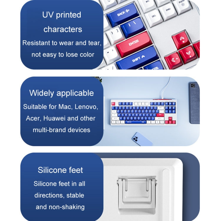Inphic K902 Wired Keyboard 87 Keys Mute Light-up Mecha Office Home Gaming Computer Keyboard(White Blue) - free shipping - PMC Jewellery - Order now!