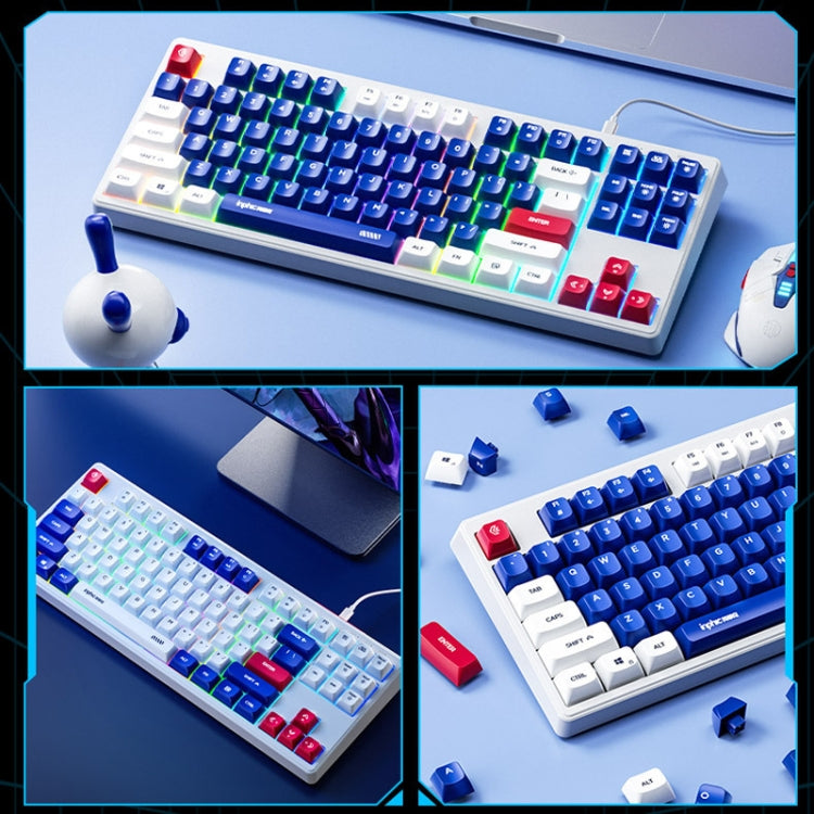 Inphic K902 Wired Keyboard 87 Keys Mute Light-up Mecha Office Home Gaming Computer Keyboard(White Blue) - free shipping - PMC Jewellery - Order now!