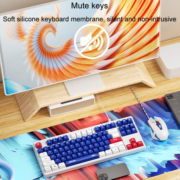 Inphic K902 Wired Keyboard 87 Keys Mute Light-up Mecha Office Home Gaming Computer Keyboard(White Blue) - free shipping - PMC Jewellery - Order now!