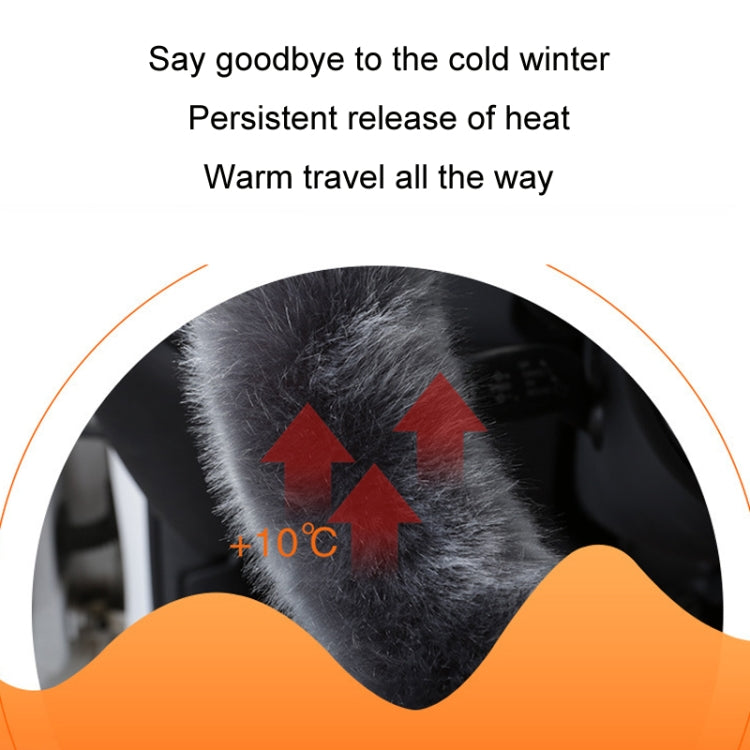 38cm Car Steering Wheel Winter Warm Short Plush Cover(O-type Black)