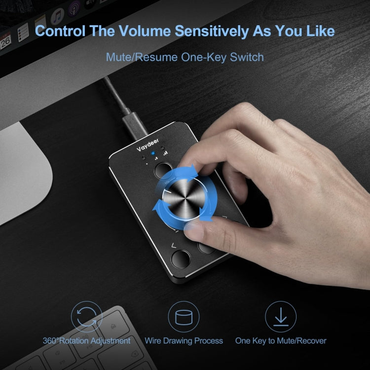 Vaydeer JP2011 USB Computer Volume Adjustment Controller Desktop Multimedia Rotary Button(Type-C) - free shipping - PMC Jewellery - Order now!