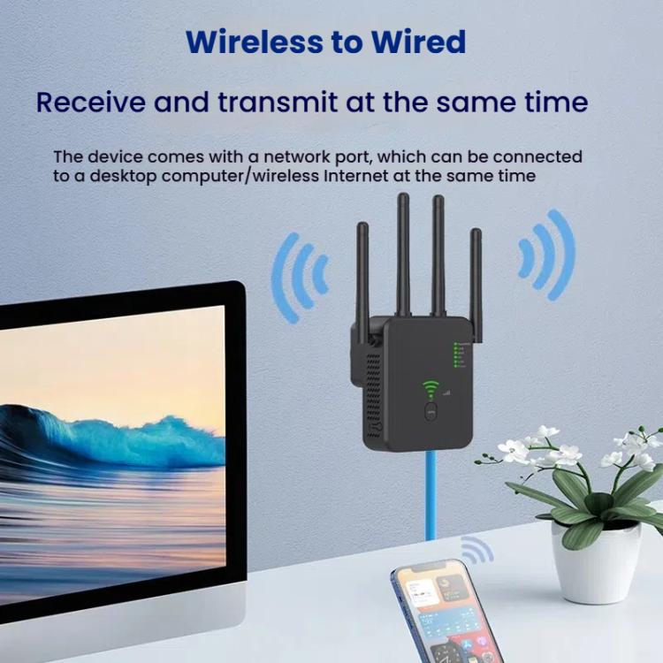 Urant U10 300Mbps 2.4G Wireless Repeater WiFi Signal Amplifier With 4 Antennas US Plug Black - Broadband Amplifiers by Urant | Online Shopping South Africa | PMC Jewellery | Buy Now Pay Later Mobicred