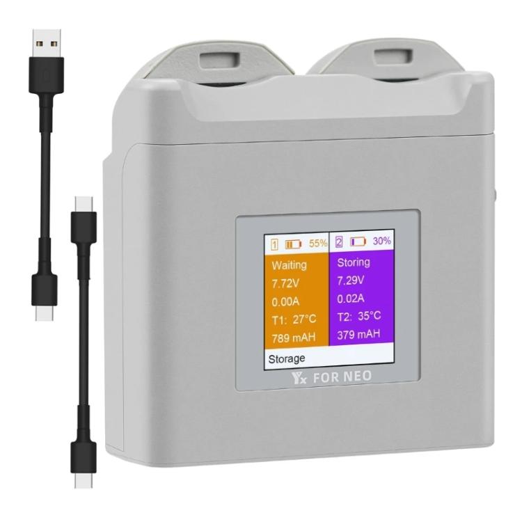 For DJI Neo Drone YX Color Screen Battery Charger Charge 2 Batteries(Gray) - free shipping - PMC Jewellery - Order now!