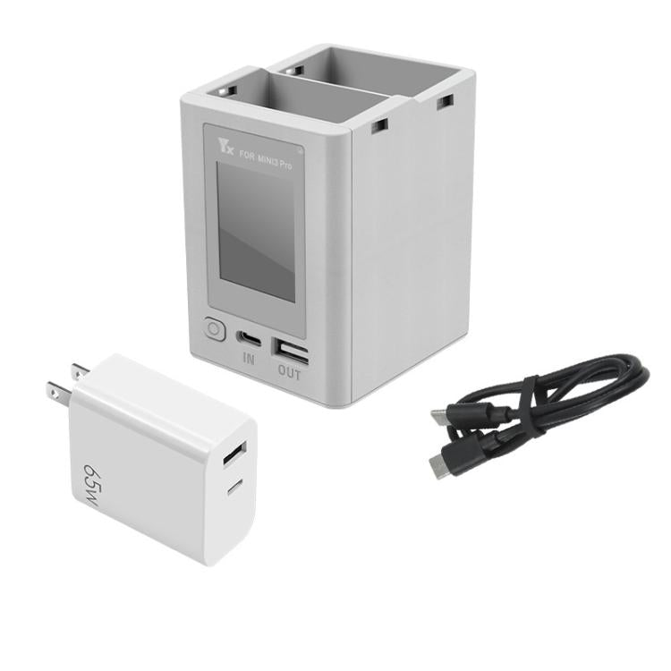 For DJI Mini 4 Pro / Mini 3 Pro / Mini 3 YX Color Screen Dual-way Charger Battery Manager With 65W US Plug