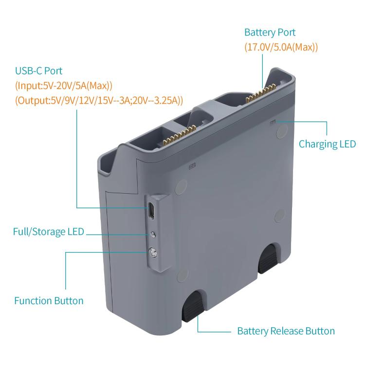 For DJI Air 3S /Air 3 YX Two-Way Charger Battery Manager(Light Gray) - free shipping - PMC Jewellery - Order now!