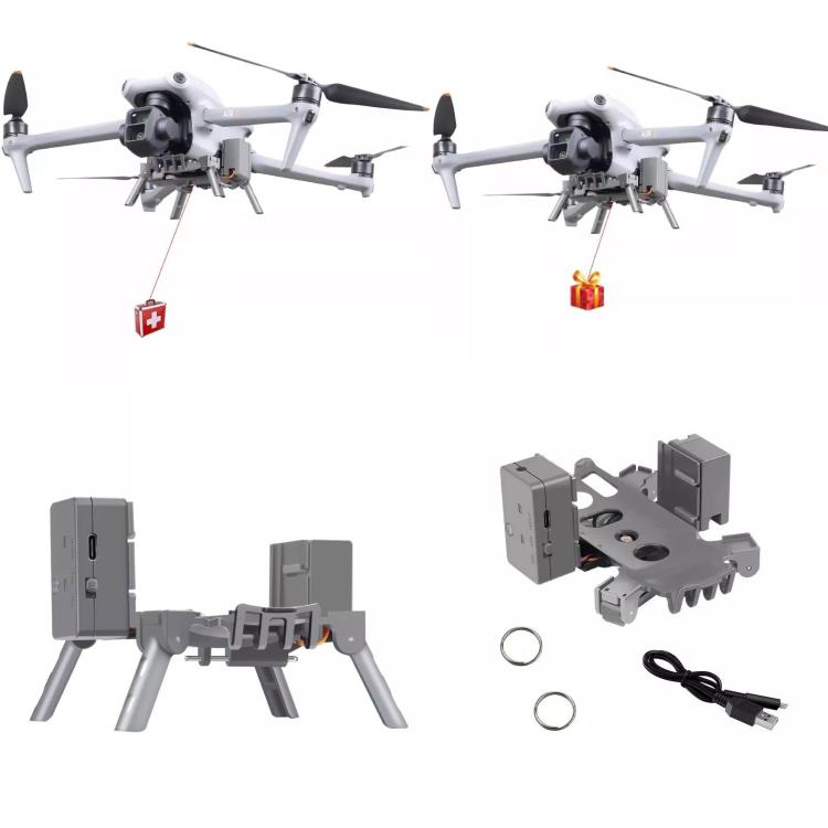 For DJI Air 3S / Air 3 Drone YX Airdrop System Rechargeable Thrower Load 500g(Gray) - free shipping - PMC Jewellery - Order now!