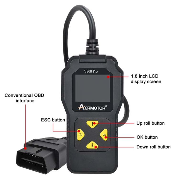 AERMOTOR V200PRO Car Troubleshooter Engine Inspection Scanner Readout Card ELM327 Battery Inspection Tool(Black) - free shipping - PMC Jewellery - Order now!