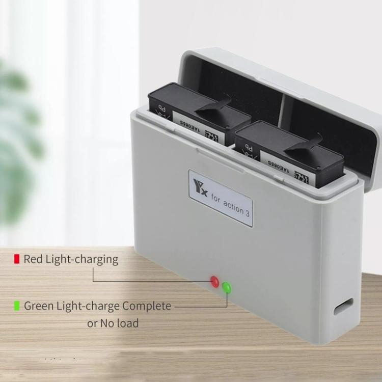 For DJI Action 3 / Action 4 Camera YX 2-Way Charger Battery Manager(Gray) - free shipping - PMC Jewellery - Order now!