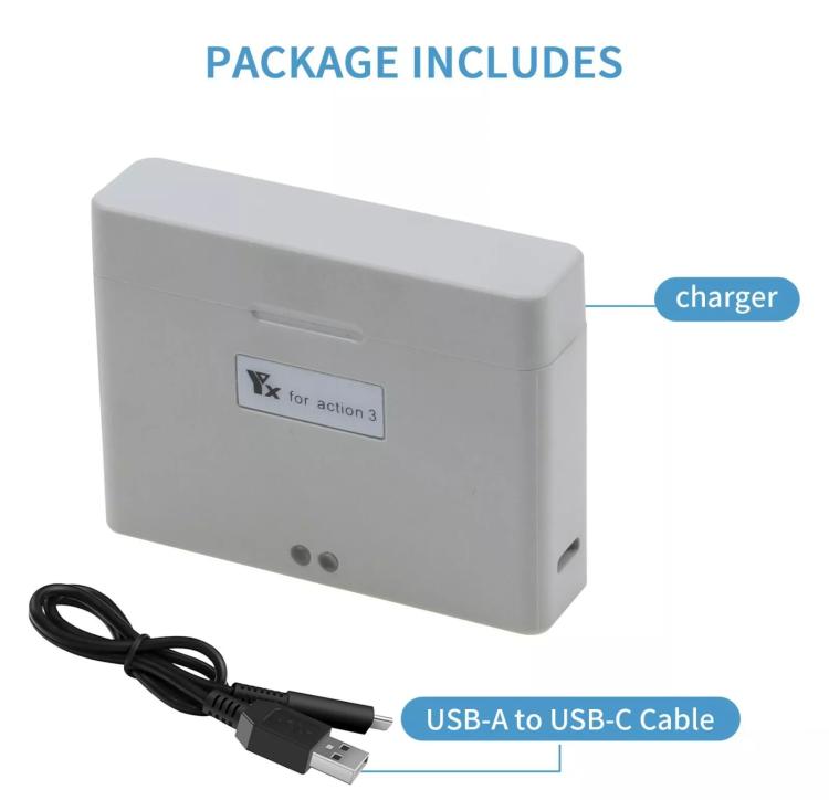 For DJI Action 3 / Action 4 Camera YX 2-Way Charger Battery Manager(Gray) - free shipping - PMC TechLife - Order now!