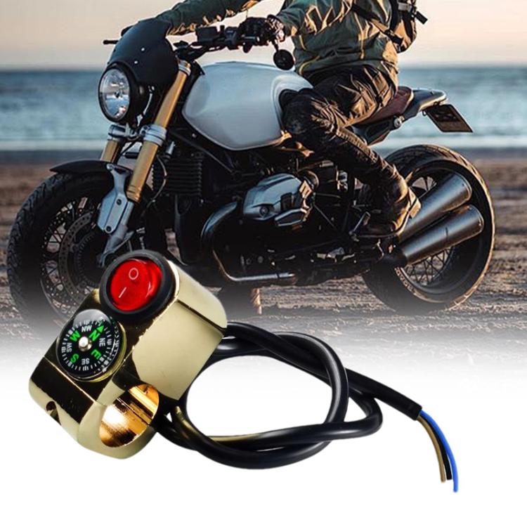 Motorbike Tap Handle Switch Compass Type Dual Flash High And Low Beam Spotlight Switch(Gold) - Electrical System by PMC TechLife | Online Shopping South Africa | PMC TechLife | Buy Now Pay Later Mobicred
