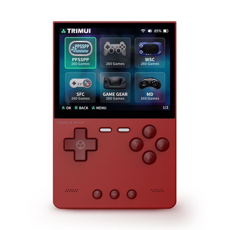 TRIMUI BRICK Open Source Pocket Console Portable Wireless Bluetooth HD Retro Arcade, Size: Standard No Card(Red)