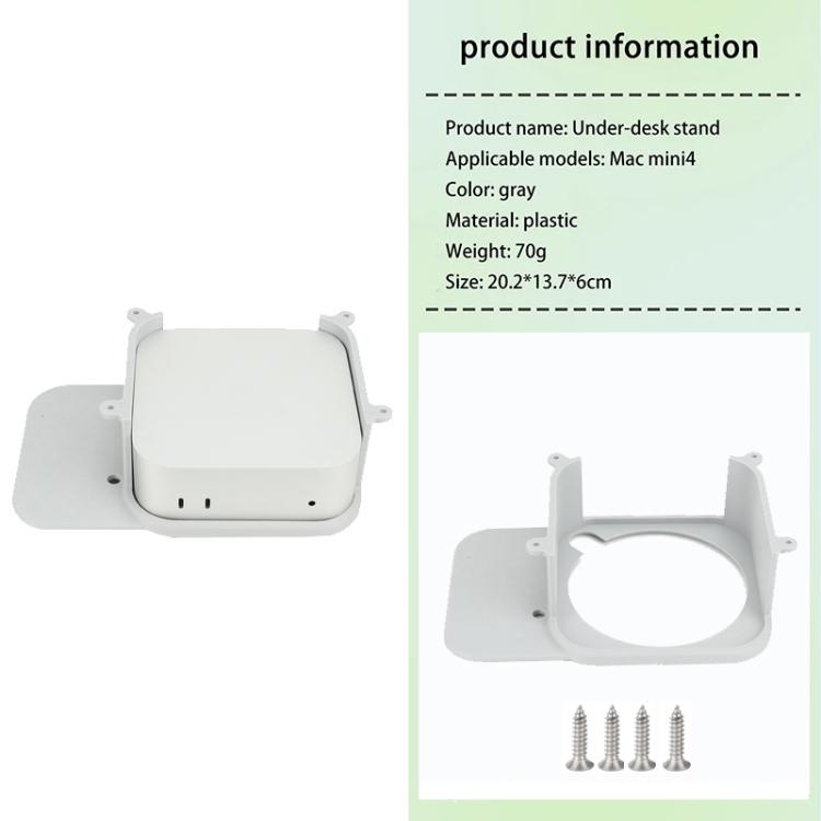 For Mac Mini M4 Under Desk Stand Hanging Wall Perforated Desktop Bracket With Screws(Gray) - MINI PC Accessories & Gadgets by PMC TechLife | Online Shopping South Africa | PMC TechLife | Buy Now Pay Later Mobicred