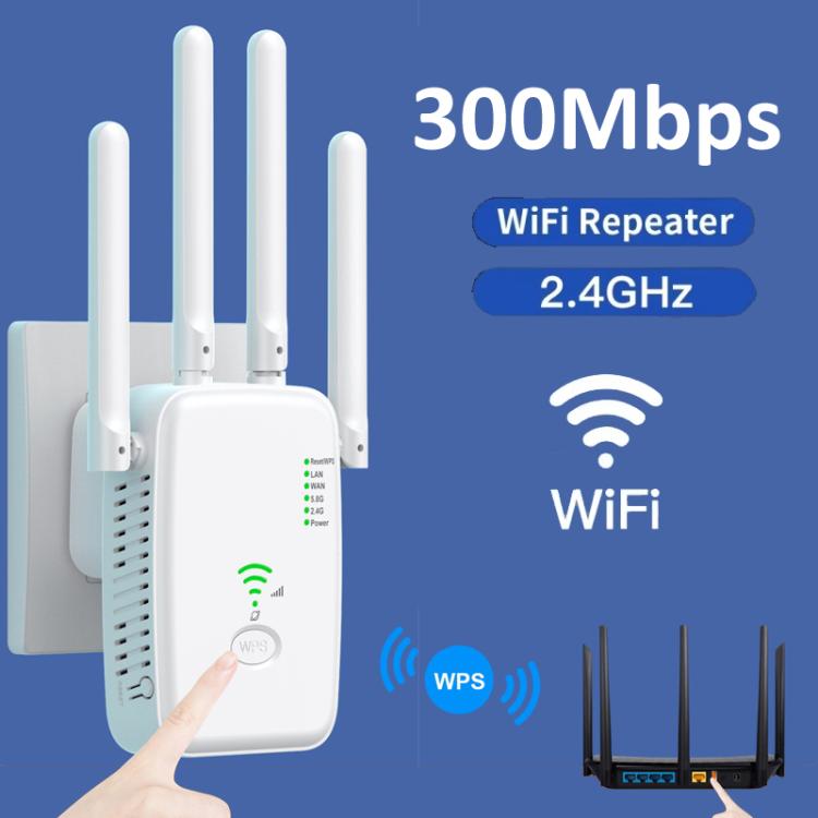 Urant U11 300Mbps 2.4G Wireless Repeater WiFi Signal Amplifier Support WPS Quick Setting EU Plug White