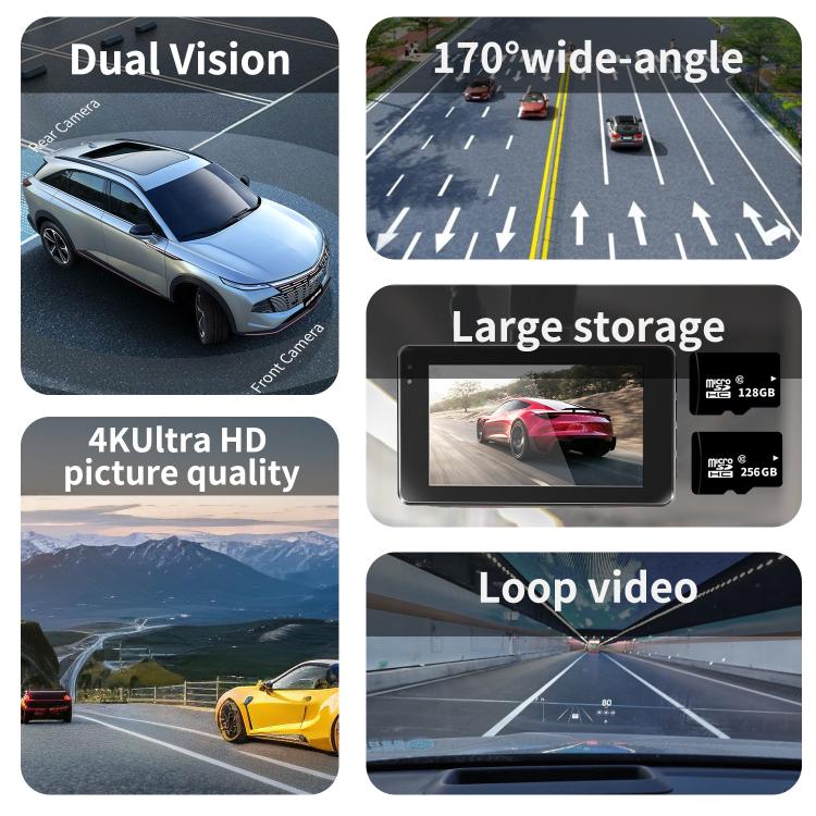 4K+1080P Driving Recorder Dual Front & Rear Recording WIFI Reversing Images(X16) - Car DVRs by PMC Jewellery | Online Shopping South Africa | PMC Jewellery | Buy Now Pay Later Mobicred