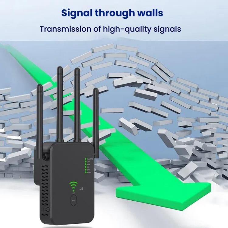 Urant U10 1200Mbps 2.4G & 5.8G Wireless Repeater WiFi Signal Amplifier With 4 Antenna UK Plug Black - Broadband Amplifiers by Urant | Online Shopping South Africa | PMC Jewellery | Buy Now Pay Later Mobicred
