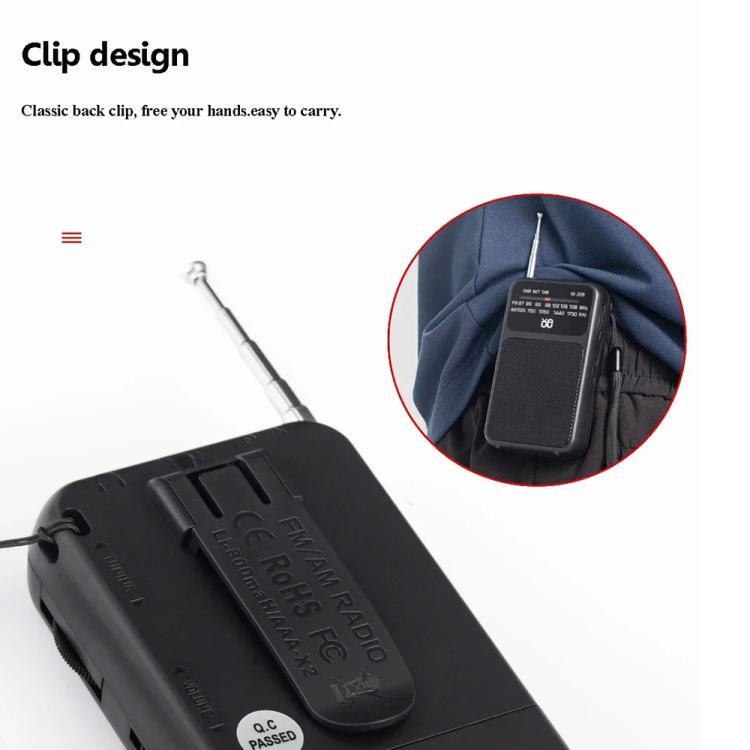 W-209 Mini Portable Rechargeable / Battery Dual-mode Powered Pointer FM Radio with Flashlight(White) - Radio Player by PMC TechLife | Online Shopping South Africa | PMC TechLife | Buy Now Pay Later Mobicred