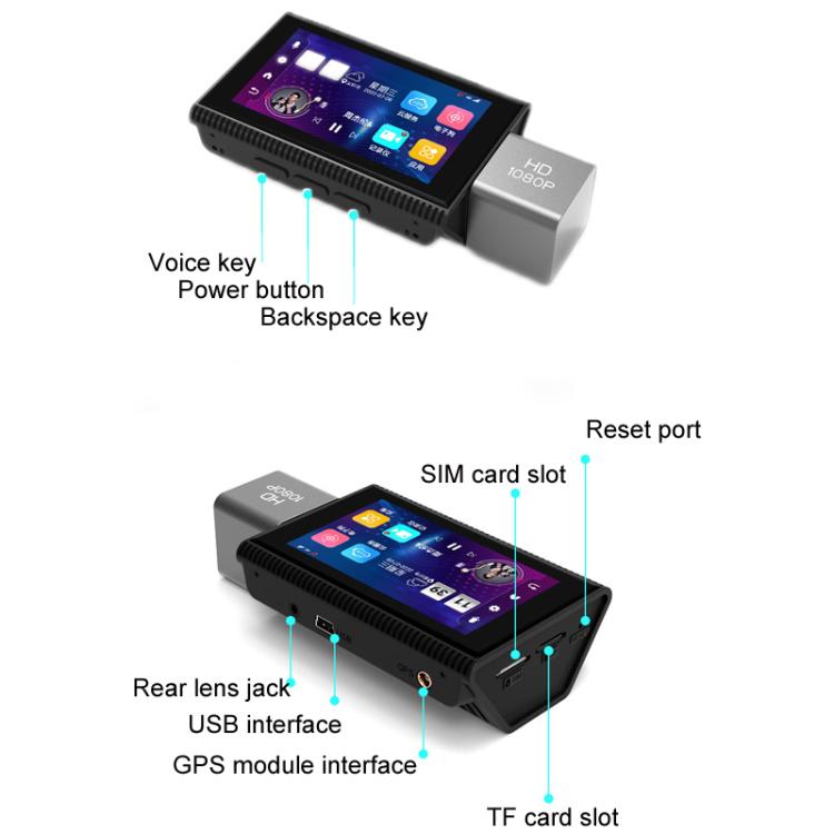 International Version AI Operation 4G Night Vision Remote Monitoring Driving Recorder(Front + Rear) - Car DVRs by PMC Jewellery | Online Shopping South Africa | PMC Jewellery | Buy Now Pay Later Mobicred