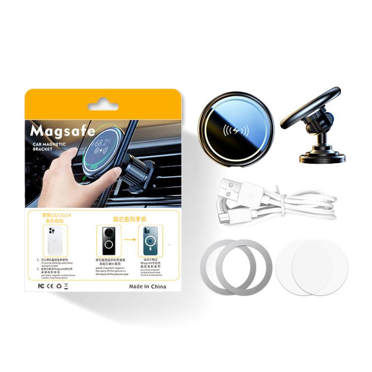 15W Car Magnetic Wireless Charging Phone Holder Alloy Base, Spec: Adhesive Silver