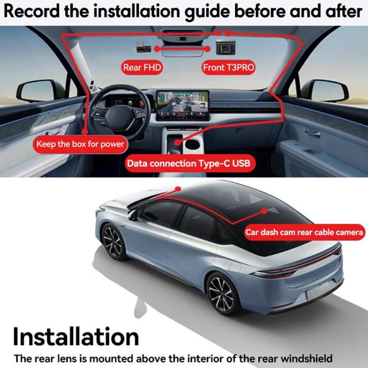 Anytek T3 PRO 2 inch 2K HD Night Vision Car Recorder Hidden Car Camera Front & Rear Dual Recording(Black) - free shipping - PMC Jewellery - Order now!