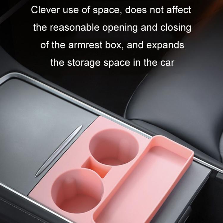 For Tesla 21-23 Model 3/Y Central Control Integrated Silicone Storage Cup Holder(Pink)