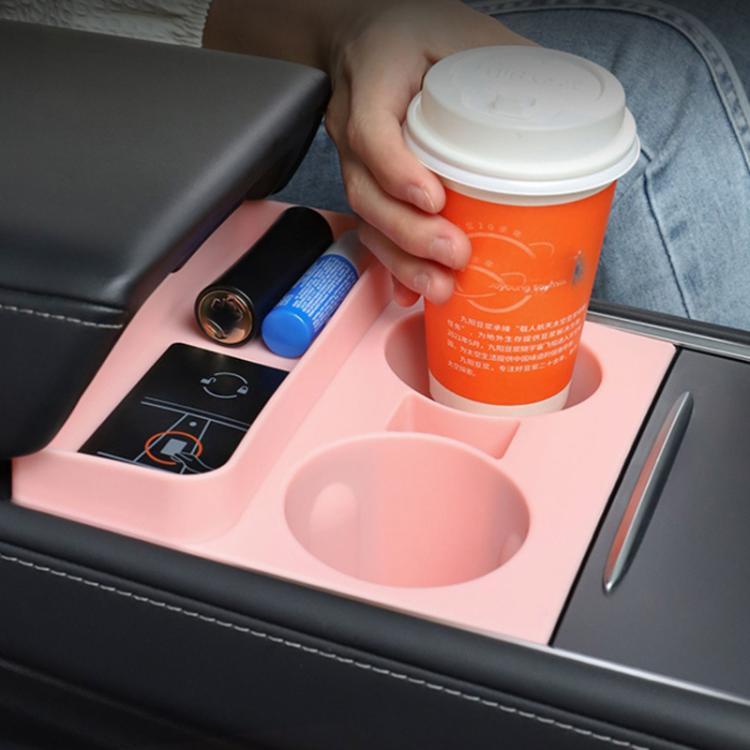 For Tesla 21-23 Model 3/Y Central Control Integrated Silicone Storage Cup Holder(Pink)