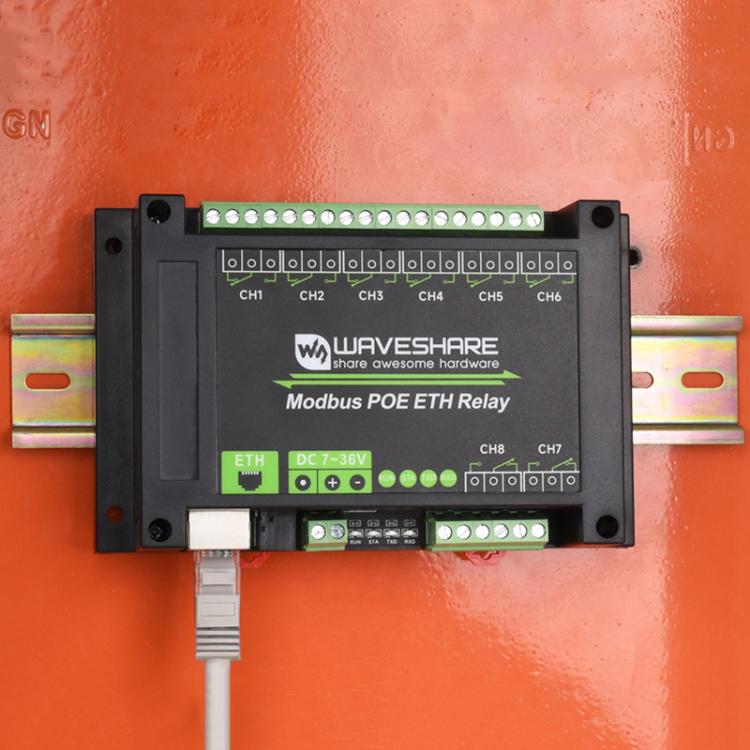 Waveshare 24964 Industrial 8-ch Ethernet Relay Module, PoE Port Communication(Modbus POE ETH Relay) - Relay Module by Waveshare | Online Shopping South Africa | PMC Jewellery | Buy Now Pay Later Mobicred