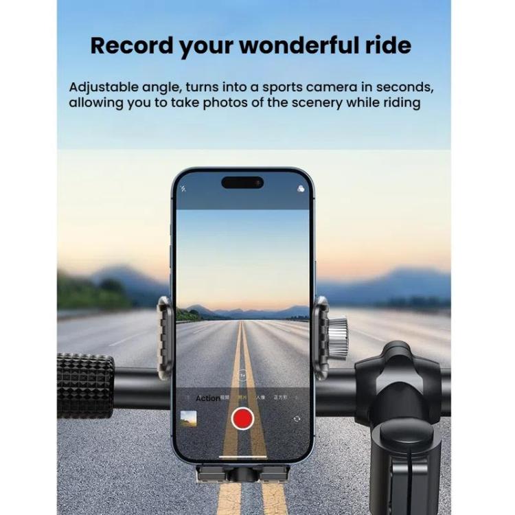 Bicycle Motorcycle Shock Absorption Mobile Phone Holder Gravity Navigation Mount(Black)