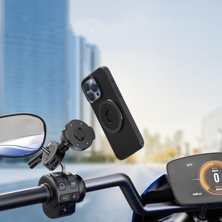 Bicycle Motorcycle Snap-On Mobile Phone Holder With Magnetic Ring(QL-10 Black) - Holders by PMC Jewellery | Online Shopping South Africa | PMC Jewellery | Buy Now Pay Later Mobicred