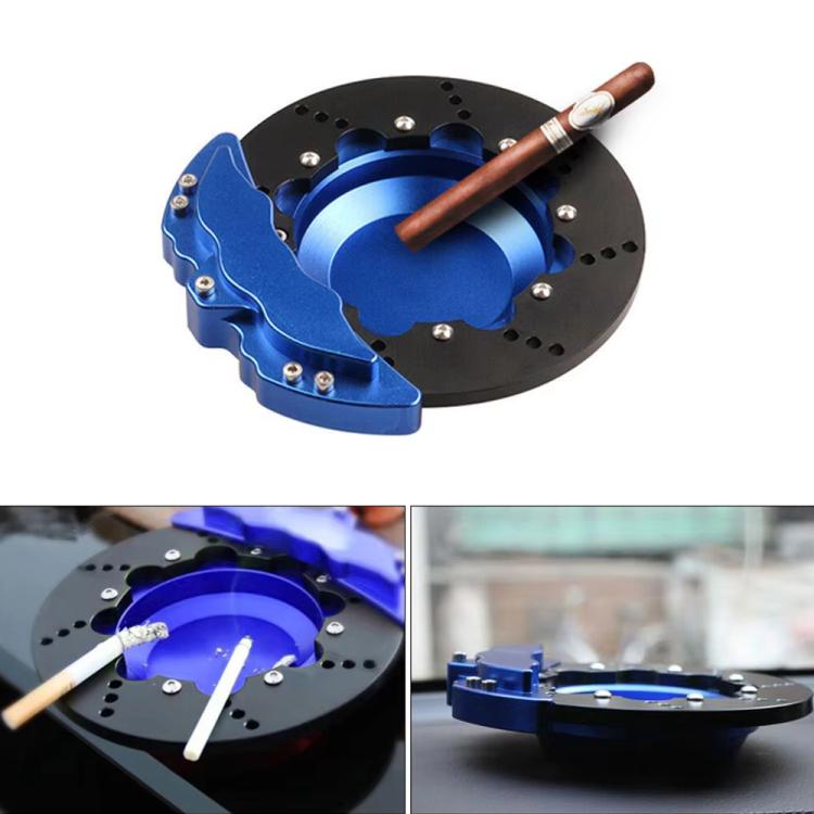 Car All-Aluminum Brake Disc Ashtray, Size: Non-rotating(Blue Black Edge)