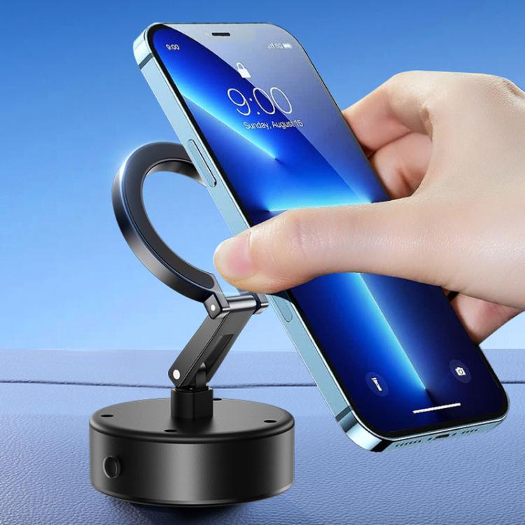 M17 Electrical Suction Cup Mobile Phone Car Holder Folding Rotating Magnetic Suction Navigation Stand(Black)