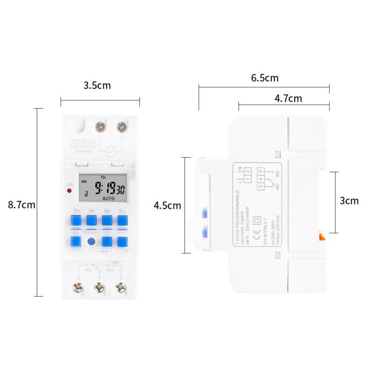 SINOTIMER TM919sA-1 110VAC 16A 1 Second Interval Programmable Digital Timer Switch 7 Days Auto ON OFF Din Rail Mounted